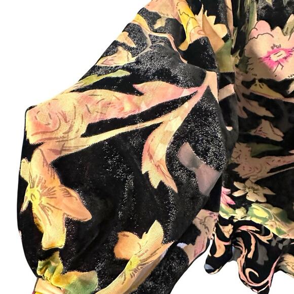 Black Velvet Floral Velvet Burnout Shift Dress Sz 4 Whimsy Goth,Dark Romantic - Picture 6 of 14